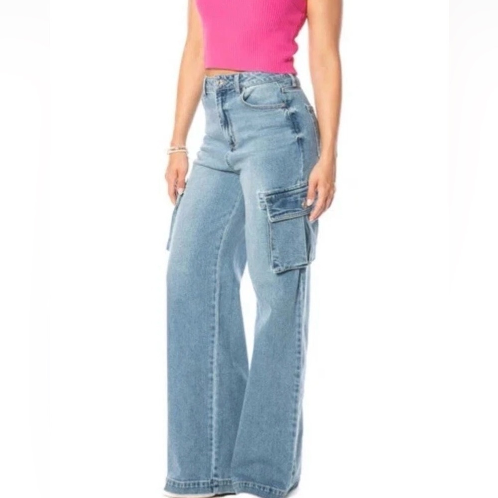 Juicy Couture Light Blue Cargo Jeans Size 7